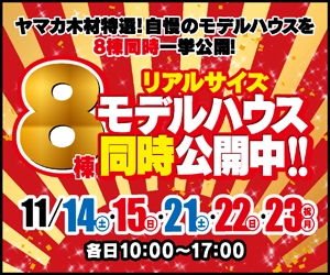 11/14.15.21.22.23(土・日・祝)　8棟モデルハウス公開中！