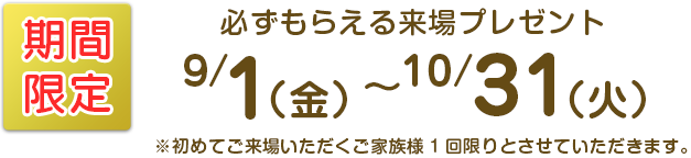 必ずもらえる来場プレゼント